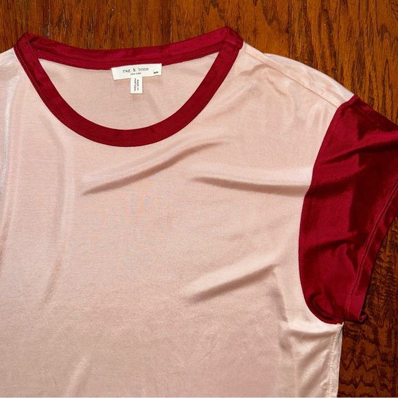 Rag & Bone Dusty Pink Colorblock Penny Tee Medium - Picture 2 of 8